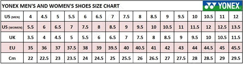 Size Giày cầu lông Yonex 